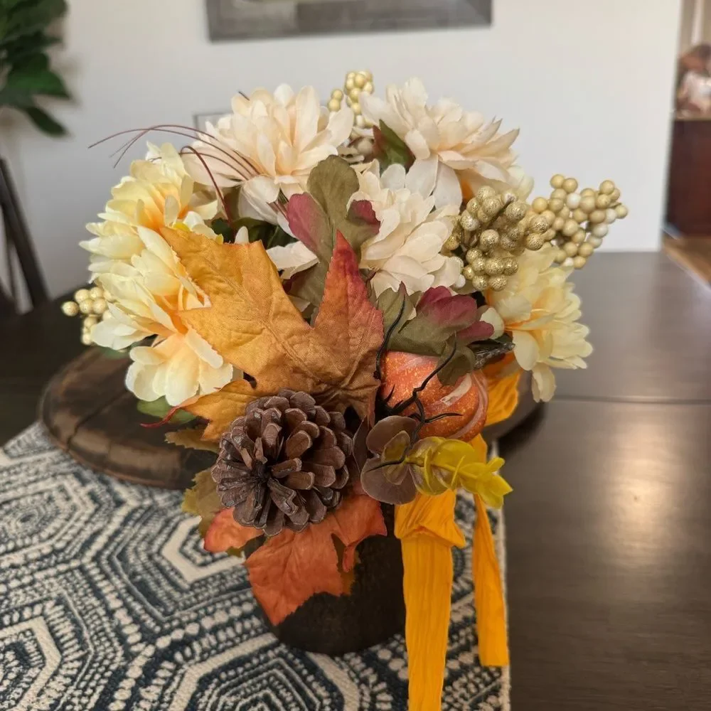 Fall Autumn Floral Potted Arrangement Decor
